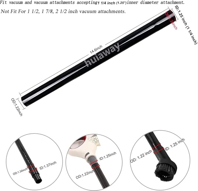 6 Pcs 1.25inch Universal Vacuum Extension Wand Vacuum Attachments 1 1/4 inch, 1 1/4" Friction Fit Extension Wand, Vacuum Cleaner Extension Tube