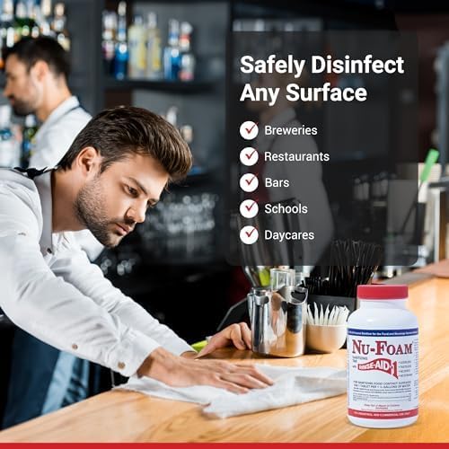 Nu-Foam Sanitizing Tablets for Bar Glassware – Superior Rinse Aid - Hand Washing Bar, Brewery Supplies - Spotless Serving Glasses - Professional - 4 Pack 400 Tablets/ 2,400 Quarts Sanitizing Solution