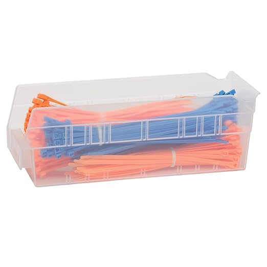Akro-Mils 30120 Plastic Shelf Bins, Heavy Duty Storage Bins for Garage, Closet, and Drawer Organization, 12-Inch x 4-Inch x 4-Inch, Clear, 24-Pack