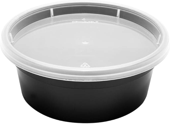 Karat [8oz - 240 ct Black PP Injection Molded Round Deli Containers with Lids (FP-IMDC8-PPB)