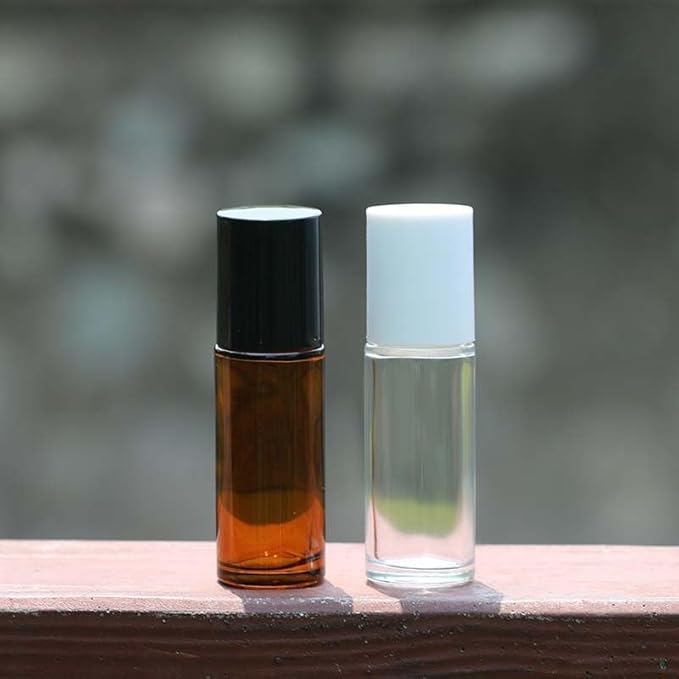 2Pcs Brown 30ml Glass Essential Oil Roller Bottles Refillable Roll on Bottles Empty Deodorant Bottle Containers Rollerball Beauty Personal Care Fragrance Cosmetics Tools
