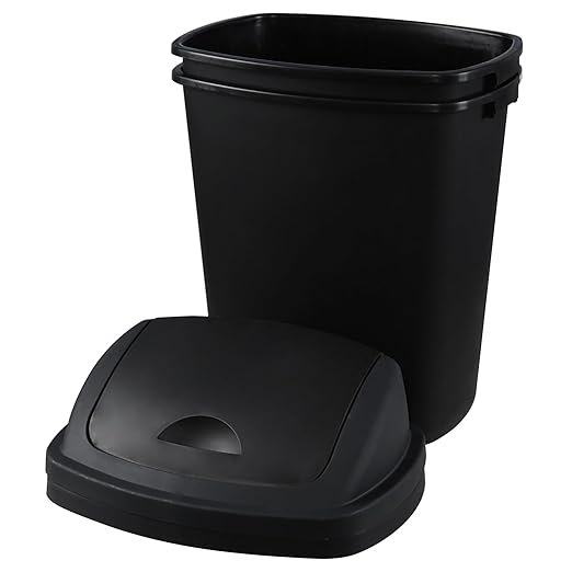 Teyyvn 18 Gallon Tall Plastic Kitchen Trash Can with Swing Lid, 4 Pack Large Plastic Swing Top Waste Bin, Black