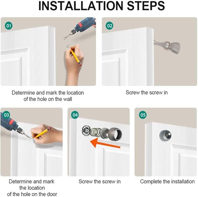 Magnetic Door Stop, Stainless Steel, Magnetic Door Catch, Door Holder, Door Stops, Wall Mounted, Floor Mounted, Door Banging Prevention (Large x 2pack, Satin Nickel)