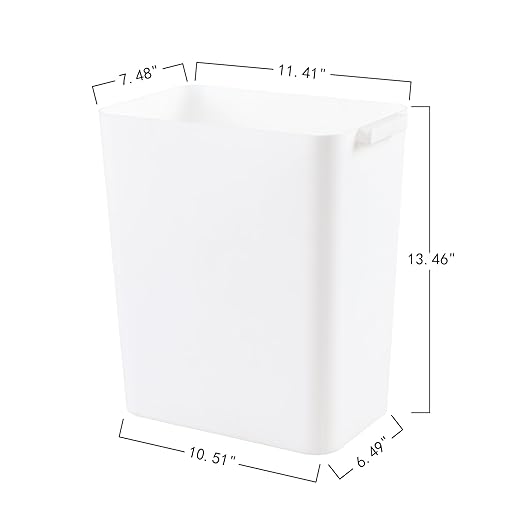 3-Pack 4.5 Gallon Plastic Rectangular Wastebasket, White Slim Trash Can