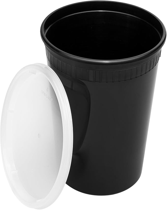 Karat [32oz - 240 ct Black PP Injection Molded Round Deli Containers with Lids (FP-IMDC32-PPB)