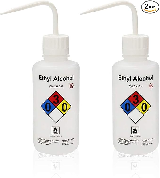 2pcs of Self-Venting Safety Wash Bottles, Vol.500ml 17oz, Ethyl Alcohol Wash Bottle, LDPE Material, LVM001