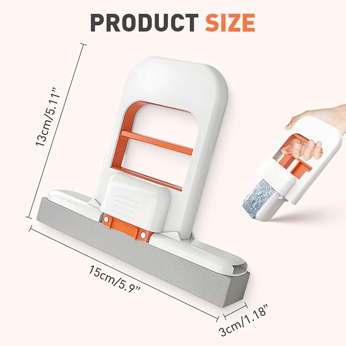Mini Foldable Desktop Mop, Wet and Dry Portable Cleaning Sponge Mop,Self Squeezing Mini Sponge Mop with One Replaceable Head,for Small Spaces,Bathroom,Kitchen,Glass (Orange/1pcs)