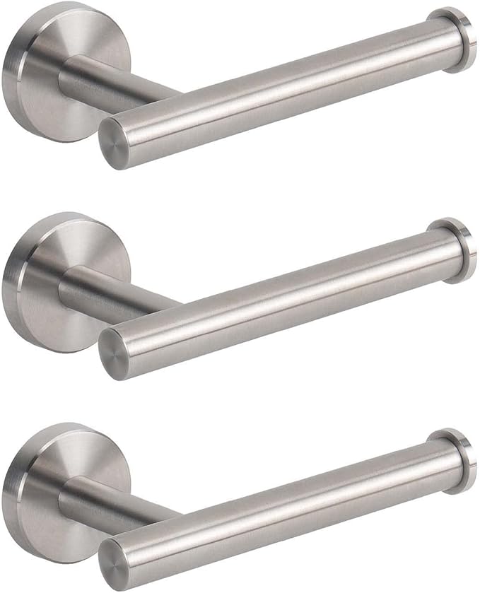 NearMoon Bathroom Toilet Paper Holder, Premium SUS304 Stainless Steel Rustproof Wall Mounted Toilet Roll Holder for Bathroom, Kitchen (3 Pack, Brushed Nickel)