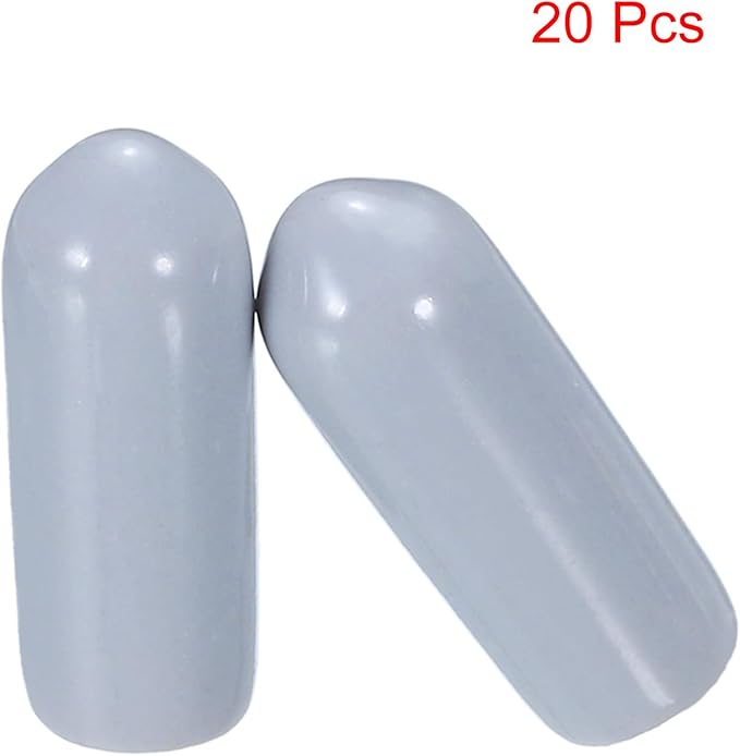 uxcell 20pcs Rubber End Caps 5mm(3/16") ID Vinyl PVC Round Tube Bolt Cap Cover Screw Thread Protectors Grey