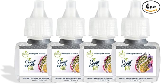 Scent Fill Pineapple & Floral Plug in Air Freshener, 4 Scented Oil Refills