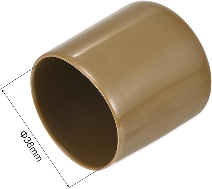 uxcell 20pcs Rubber End Caps 38mm(1 1/2") ID Vinyl PVC Round Tube Bolt Cap Cover Screw Thread Protectors Light Brown