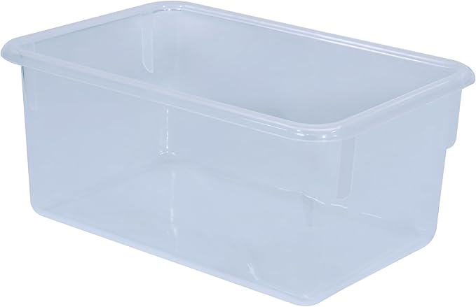 Wood Designs Cubby Storage Bin, Heavy Duty Plastic Containers for Kids Translucent Clear Cubby Tray Set of 25