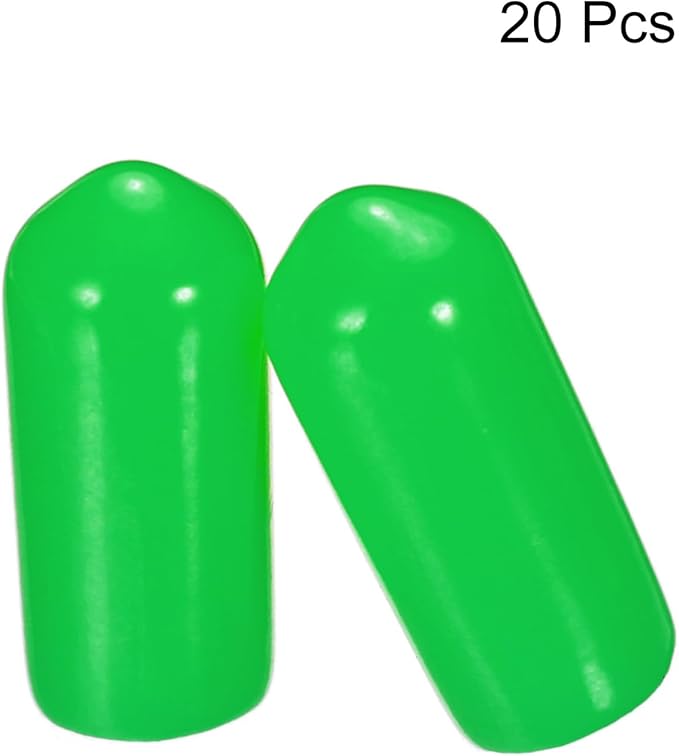 uxcell 20pcs Rubber End Caps 6mm(1/4") ID Vinyl PVC Round Tube Bolt Cap Cover Screw Thread Protectors Green