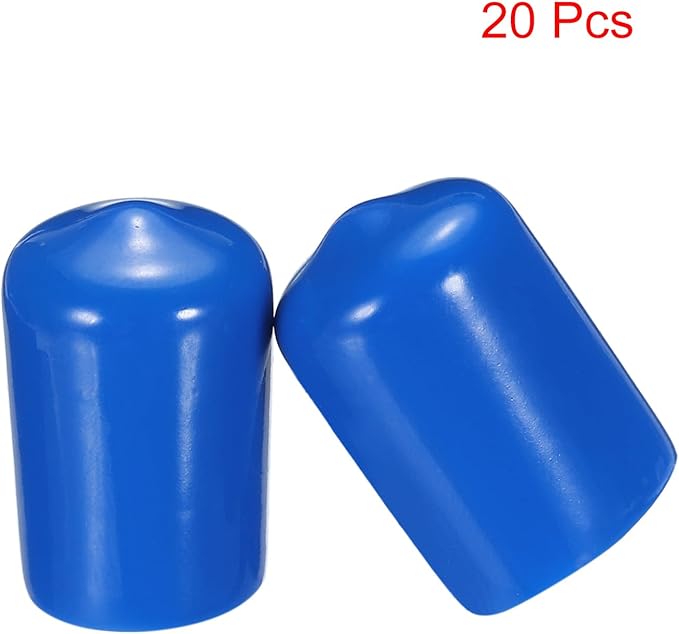 uxcell 20pcs Rubber End Caps 14mm ID Vinyl PVC Round Tube Bolt Cap Cover Screw Thread Protectors Blue