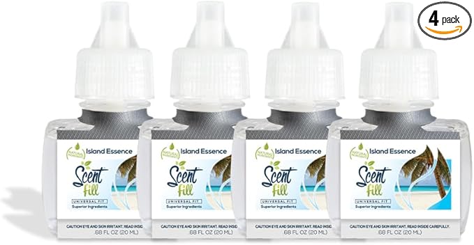 Scent Fill Island Essence Plug in Air Freshener, 4 Scented Oil Refills