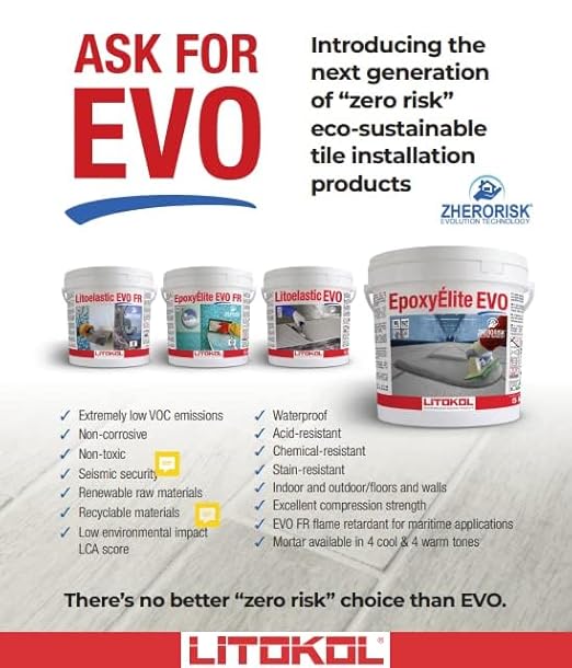 Tile Doctor EpoxyElite EVO 11 lbs./5 kg. Bucket of Litokol Black 2 Epoxy Tile Grout TMPEEEVO004, Floor Tile or Wall Tile Grout for Pools, Kitchens, Spas, Bathrooms, Showers, and More