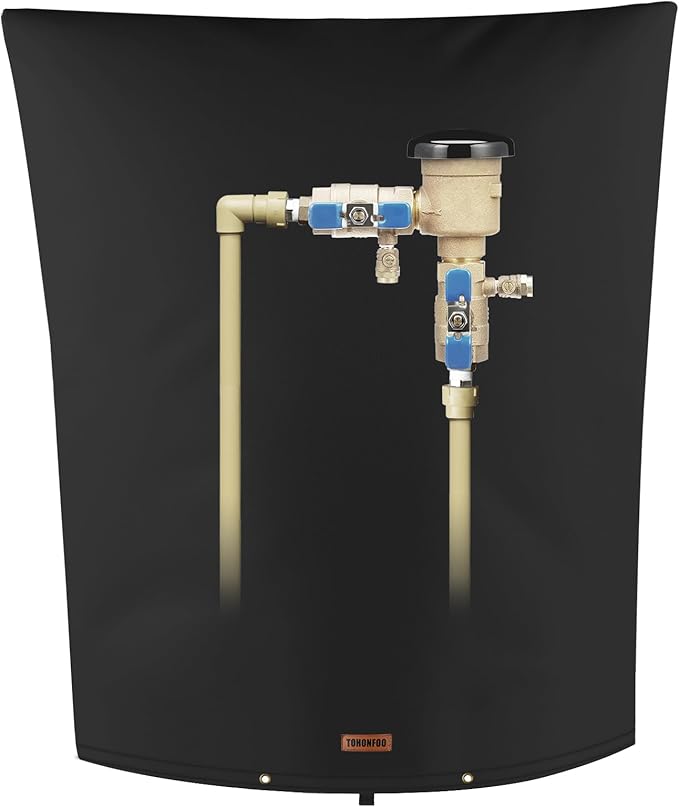 Backflow Preventer Pipe Insulation Cover (5°F) - Irrigation Sprinkler Valve Insulated Pouch - Water Well Pump Cover - Sturdy 5 Layers for Winter Freeze Protection, 24" W x 36" H, Black