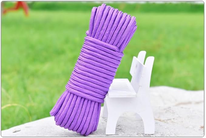 2 Pcs Diamond Braided Rope Clothes Hanging String Indoor Utility Clotheslines for Tie Pull Knot Camping Outdoor Purple 10M