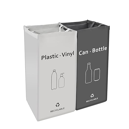 Recycling Bin, Separate Large Recycle Bins for Kitchen - Indoor Home Trash Bin, Recyclable Waste Trash Sorting Organizer, Durable, Washable, Affordable Recycle Bags, 2 Pack