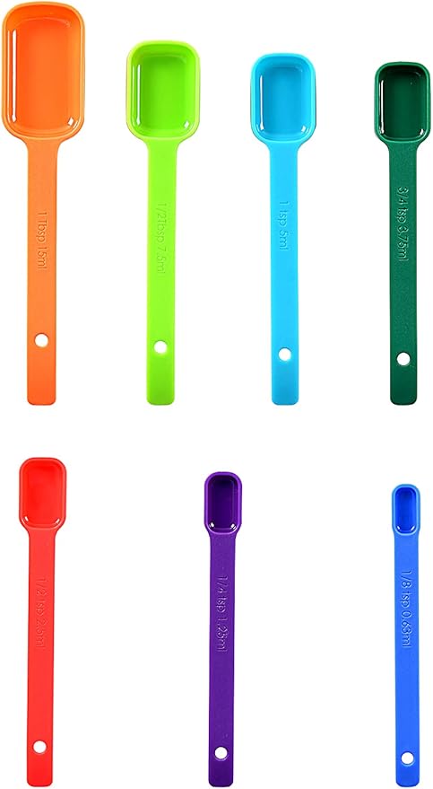 Plastic Measuring Spoons 8-Piece,Assorted Colors