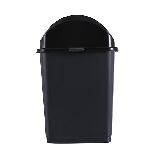 Superio Kitchen Trash Can with Swing Top Lid 9 Gallon Slim Waste Bin 37 Qt Sturdy Plastic Garbage Can Medium Recycling Bin for Office, Bathroom, Under Counter, Dorm, Bedroom (Dark Grey)