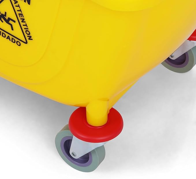 SIMPLI-MAGIC Commercial Mop Bucket with Side Press Wringer, 36 Quart – 50,000 Cycles Wringer – Industrial Mop Bucket with Wheels, Yellow