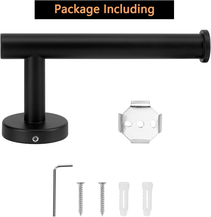 NearMoon Bathroom Toilet Paper Holder, Premium SUS304 Stainless Steel Rustproof Wall Mounted Toilet Roll Holder for Bathroom, Kitchen (2 Pack, Matte Black)