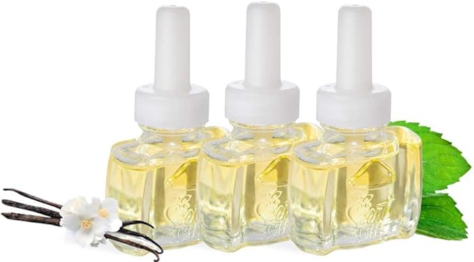 Scent Fill 100% Natural Vanilla Peppermint Plug in Air Freshener, Scented Oil Refills, 3 Refills