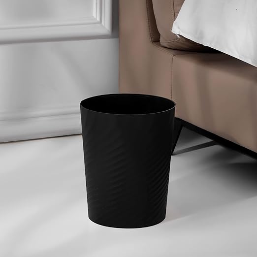 UUJOLY Plastic Small Trash Can Wastebasket, Garbage Container Basket for Bathrooms, Laundry Room, Kitchens, Offices, Kids Rooms, Dorms, (Black, 1.8 Gallon/2 Pack)