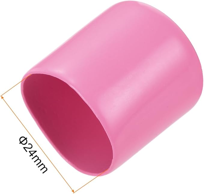 uxcell 20pcs Rubber End Caps 24mm ID Vinyl PVC Round Tube Bolt Cap Cover Screw Thread Protectors Pink