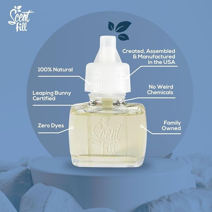 Scent Fill 100% Natural Sweet Rose & Basil Plug in Air Freshener, Scented Oil Refills, 3 Refills