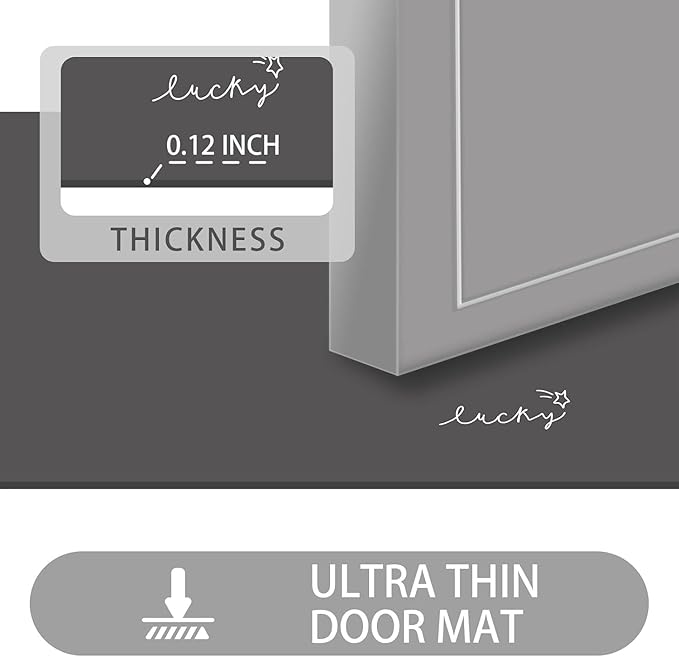 Ultra Thin Door Mat Indoor Entrance, 1/10 in Thin Door Mats for Inside Entry, Non-Slip Rubber Backing Washable Doormat, Fade Resistant, Absorbent, Low Profile Dirt Trapper, 35"X24",Black