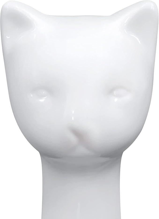 Allure Home Creation White Cat 2-Piece Toilet Brush Holder and Brush Set