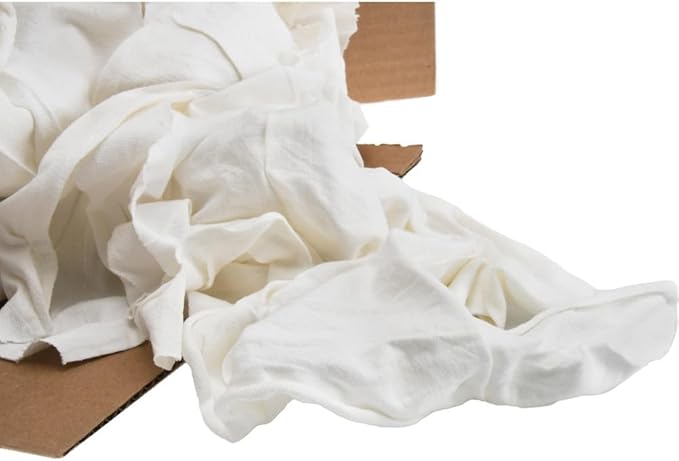 PRO SOURCE Reclaimed White Cotton T-Shirt Cloth Shop Rags, Sold by Weight (25 lb)