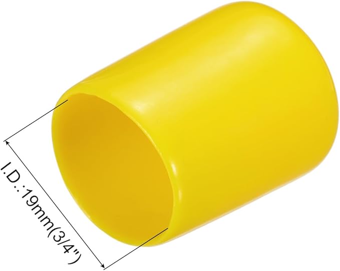 uxcell 20pcs Rubber End Caps 19mm(3/4") ID Vinyl PVC Round Tube Bolt Cap Cover Screw Thread Protectors Yellow