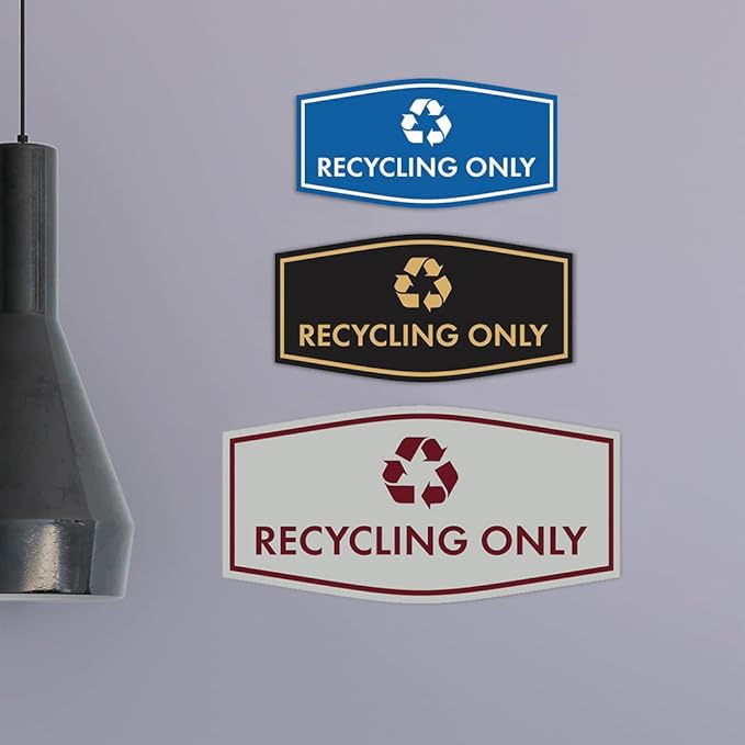 Fancy Recycling Only Sign (Black Gold) - Medium