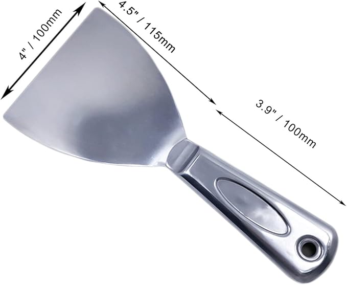 Flex All Stainless Steel Joint Knife Putty Scraper,4-Inch Professional Grade 420 stainless steel, All-Metal, Precision Ground Edge Putty Knife Tape Knife (4")