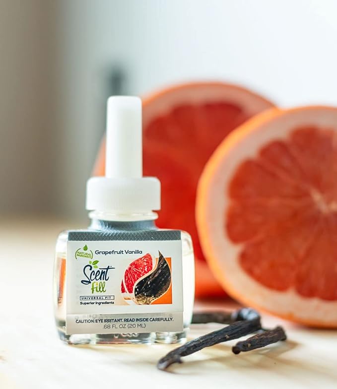 Scent Fill Grapefruit Vanilla Plug in Air Freshener, 4 Scented Oil Refills