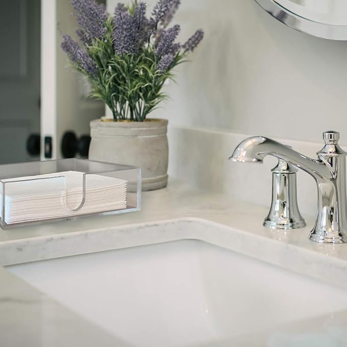 Sicily Acrylic Napkin Holder (5mm) Multifold Paper Towel Dispenser (9.87”W x 4.75”D x 2.75”H) Hand Towel Holder for Bathroom and Kitchen Countertop