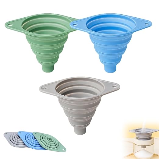 Kitchen Funnel Set, 2025 New Silicone Collapsible Funnel, Multi-Purpose Small Funnels for Kitchen Use, Portable Bottle Filling Funnels for Travel (3pcs)