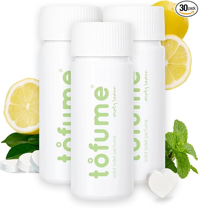 Effervescent Bathroom Air Freshener - Fresh Minty Lemon - Toilet Deodorizer, Bathroom Odor Eliminator, Toilet Freshener, Flushable Air Freshener Toilet Tablets, 90 Count (Pack of 3)