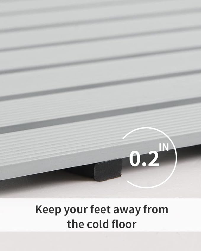PADOOR Shower-Mat Non Slip, Heavy Duty Bathtub-Mat Curlable Quick Drain Sturdy Bath Tub Mat Without Suction Cups for Indoor Outdoor Use 17x36 Inch Grey