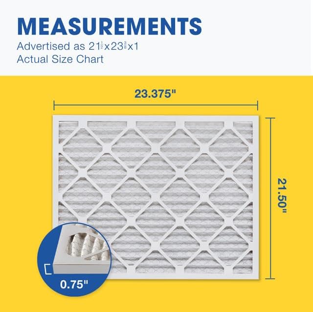 Aerostar 21 1/2x23 3/8x1 MERV 13 Pleated Air Filter, AC Furnace Air Filter, 6 Pack (Actual Size: 21 1/2" x 23 3/8" x 3/4")
