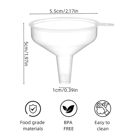 Small Funnels 4 Pack Food Grade Funnel Easily Transfer Liquids Granules Powders Funnels for Kitchen use Filling Bottles Water Bottle Funnel Lotion Essential Oils