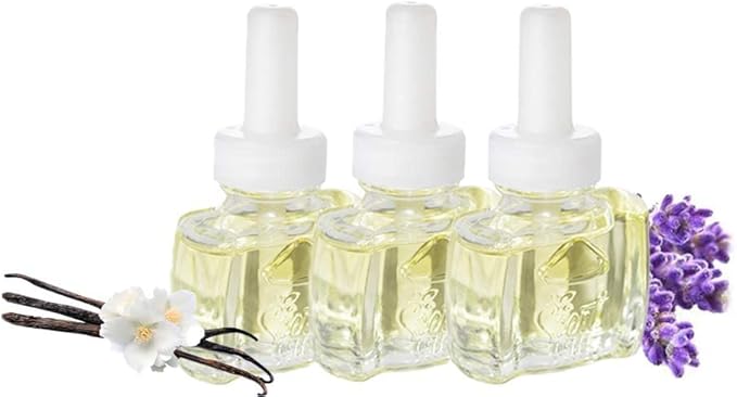 Scent Fill 100% Natural Lavender Vanilla Plug in Air Freshener, Scented Oil Refills, 3 Refills