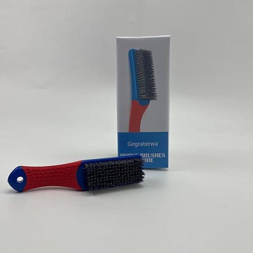 Wire Brushes 2 Pcs Steel Brushes Heavy Duty Carbon Steel and Stainless Steel Wire Scratch Brush with Rubber Ergonomic Handle (16x3.5cm)
