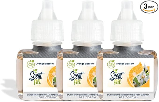 Scent Fill 100% Natural Orange Blossom Plug in Air Freshener, Scented Oil Refills, 3 Refills