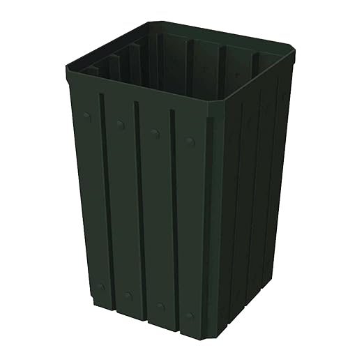 32 Gallon Square Slatted 100% Recycled Plastic Heavy-Duty Commercial Outdoor or Indoor Trash Can with Push Top Lid | Great for Schools and Businesses - Black