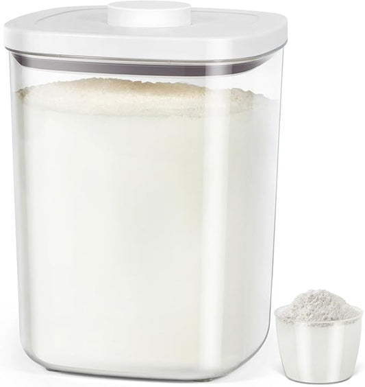 Airtight Rice Container 25 Lbs, Clear PET Plastic Food Storage Container Bin For Flour Sugar, Dry Food Holder with Easy Locking Lid for Kitchen Pantry Organization and Storage