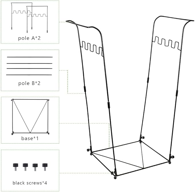 2 Pack Trash Bag Holder, 30-45 Gallon Garbage Bag Holder, Metal Portable Leaf Bag Holder, Multi-use Trash Bag Holder Stand for Indoor, Outdoor, Camping, Parties